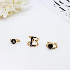 A joia de pedra preta da forma soa anéis da liga da cola Epoxy incha o ouro 3PCs de aço inoxidável para homens