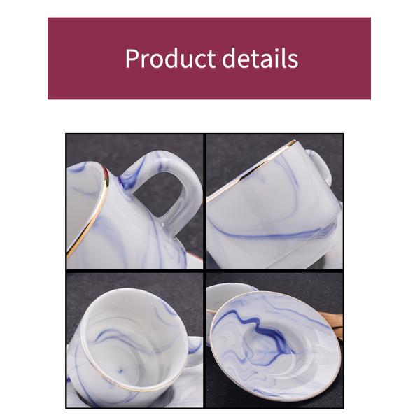 80ml Set Of 6 Nordic Marble Coffee Mugs Ceramic Tea Cups