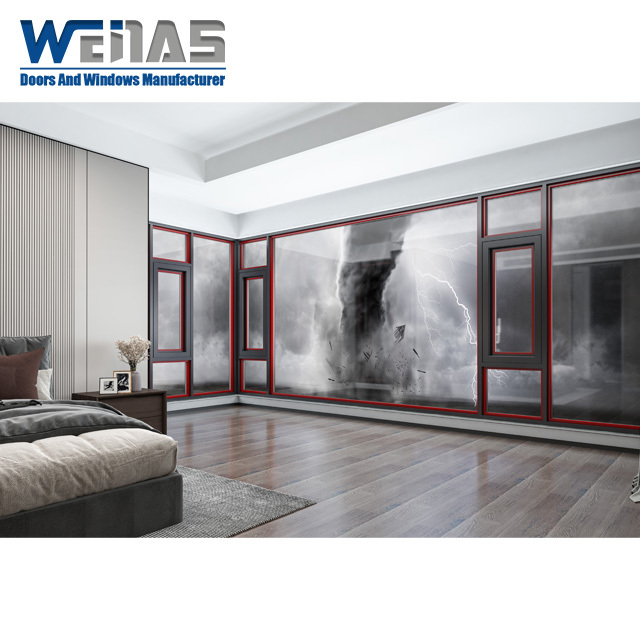 Double Glazed Exterior Door 6063-T5 Aluminum Casement Windows Hurricane Resistant