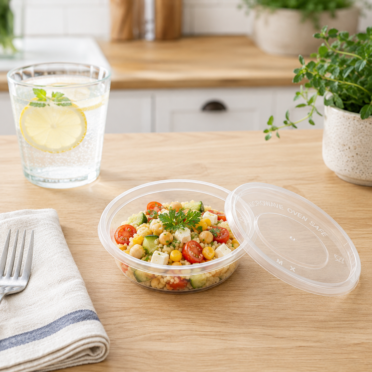 Compact Round PP Plastic Soup Container Disposable 300ml for Sauces Desserts / Side Dishes