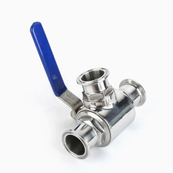 Sanitary Tri-Clamp 3-Way Ball Valve SS304/316L T/L Type PN10 Food Grade Manual Flow Control Valve for Beverage & Pharma