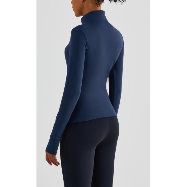 Camisa ecuestre de las medias señoras de la cremallera con los agujeros del pulgar cepillados dentro del top ecuestre del invierno