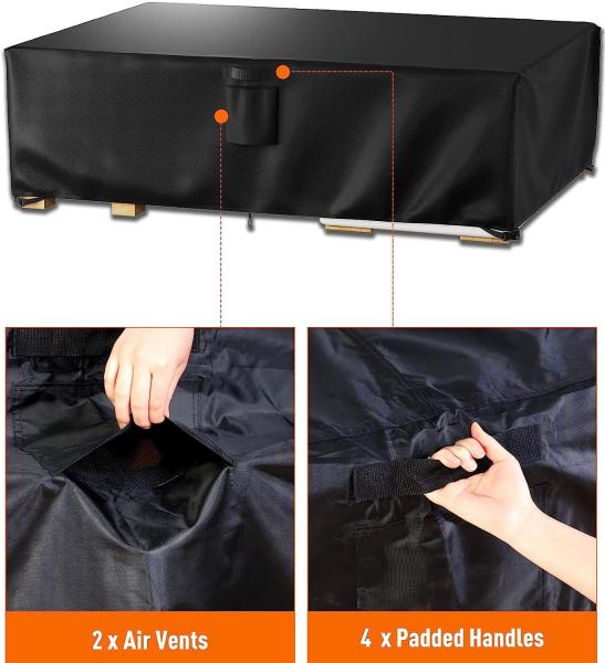Outdoor Waterproof Patio Furniture Covers,420D Oxford Polyester Black Rectangular Sectional Furniture Set Covers