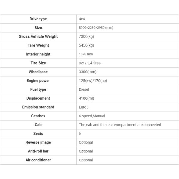 3300mm distancia entre ejes 4x4 6 asientos Minibus Tour de viaje de carretera RVs Camper en caliente