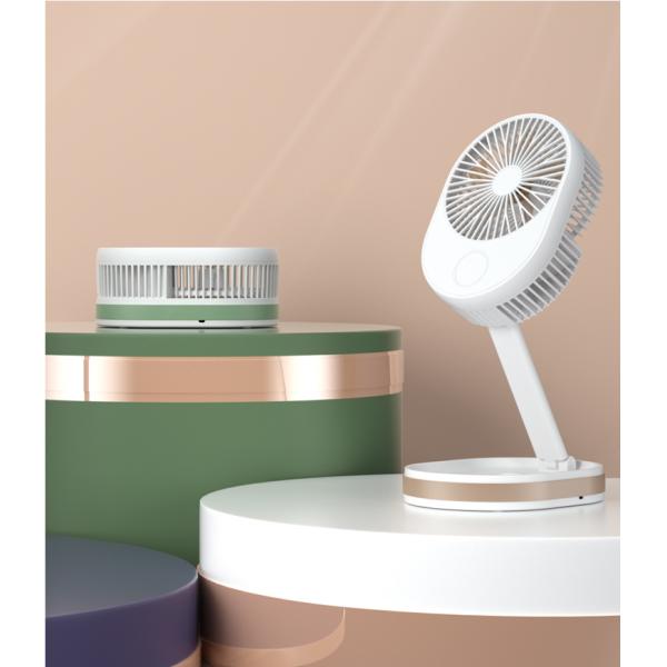 Customized Logo 1500 mAh USB Rechargeable Table Fan with LED Light and ABS PP Material