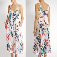 Do botão-Para baixo novo da Branco-cópia de 2018 vestido de linho barato simples de Midi mulheres do estilo