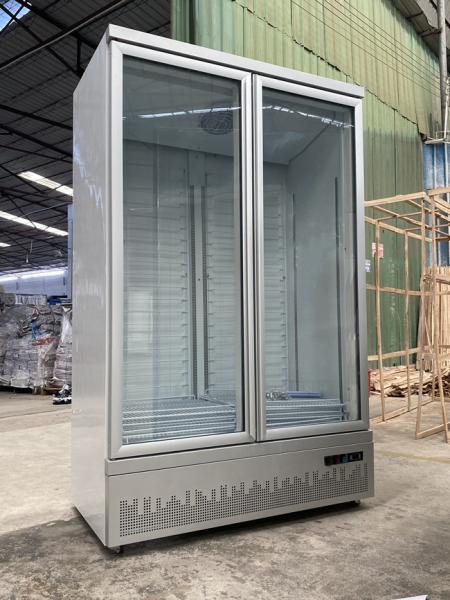 Hihg quality upright showcase glass door freezer for ice cream with led light