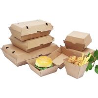 Food Grade Eco-Friendly Custom Kraft Paper Clamshell Burger Box Disposable Cardboard Takeaway Packaging Box Type Folders