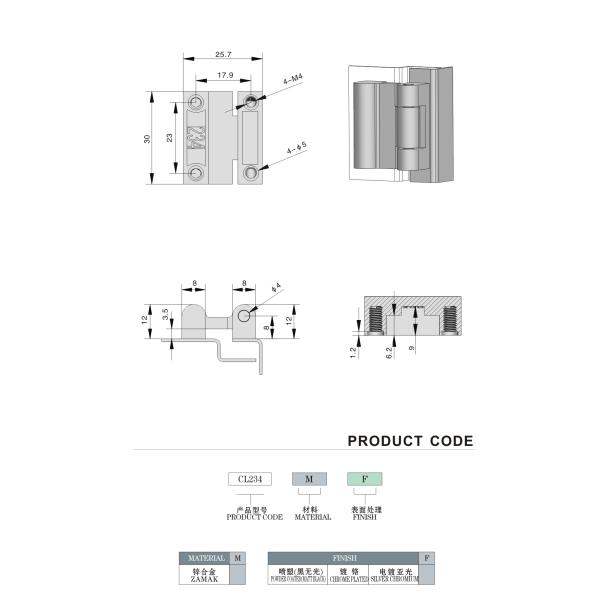 L'alliage de zinc de fabrication en métal articule l'anti résistant rouillé 180 degrés