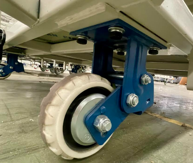 High Elasticity Pu Wind-fire Wheel Industrial Caster With Brake Dual Spring Shock-absorbing Automotive Packaging Assembly Line 