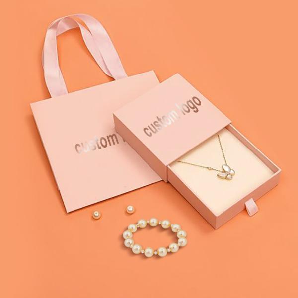 Stylish Jewelry Necklace Gift Box Colored Drawer Type With Pouch