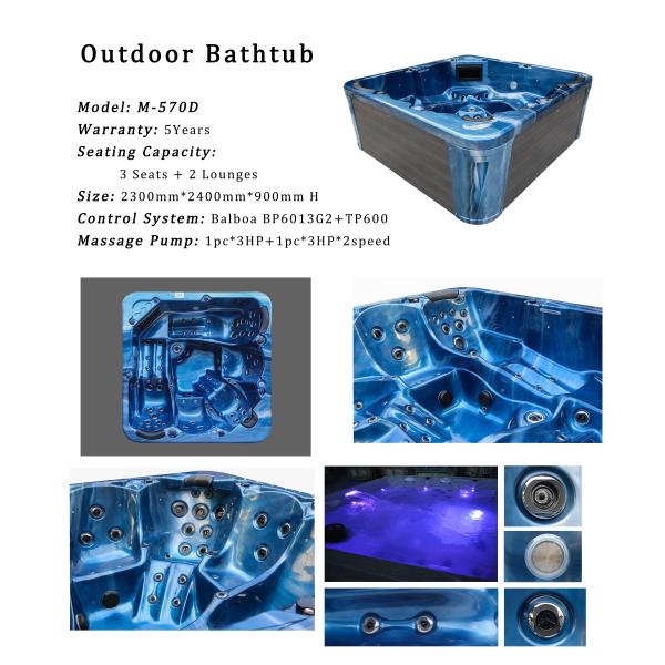 6-8 джакузи спа сада семьи джакузи человека на открытом воздухе с пресноводным