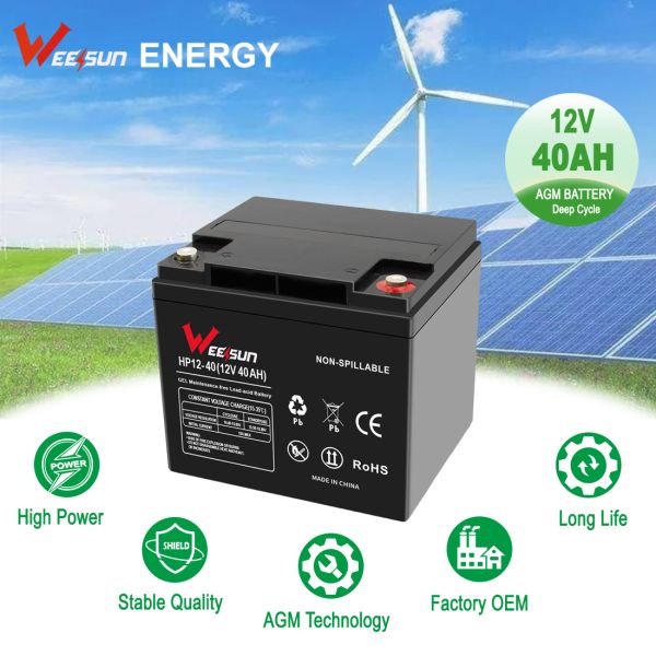 Long Sealed 12V Lead Acid Battery Rechargeable Gel Solar Battery 12v 40ah For Ups