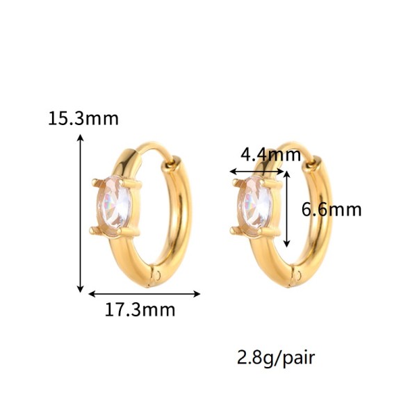 Wholesale Fashion Luxury and High End Stainless Steel PVD 18K Gold Zircon Huggie Earring and Women Jewelry Hoop Earrings