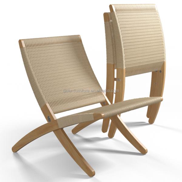 Dining Chair Nordic Lounge Solid Wood Chair Design Classical Woven Rope Non-Foldable