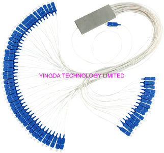 Mini Module Steel Tube 1X64 Fiber Optic PLC Splitter SC Blue Connectors