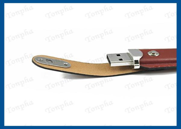 Logo Free Leather USB Flash Drive , Leather Bracelet Usb Flash Drive
