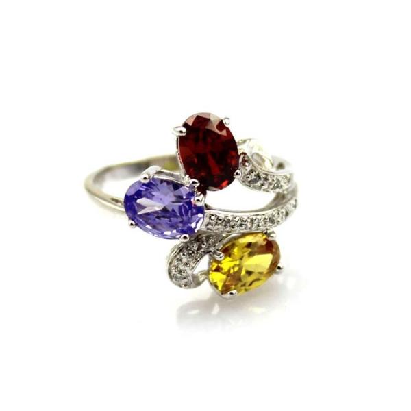 Fashion Jewelry 925 Silver Ring with Cubic Zircon Three Stones Ring(R0098)