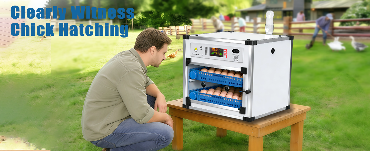 Automatic 136 Eggs Egg Incubator With Auto Turner, Digital Temperature Humidity Control & Water Refill, Incubators For Hatching Eggs For Chicken Duck Goose Pigeon Eggs