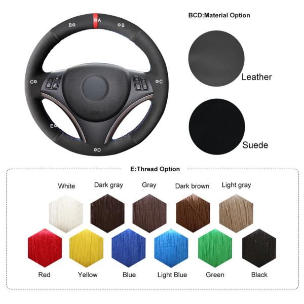 Customized Leather Steering Wheel Cover for BMW E90 325i 330i 335i E87 120i 130i 120d