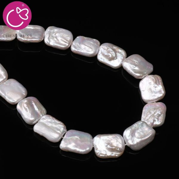 High Luster Square Pearl Natural White Freshwater Baroque Loose Pearl Strand for DIY Jewelry Making