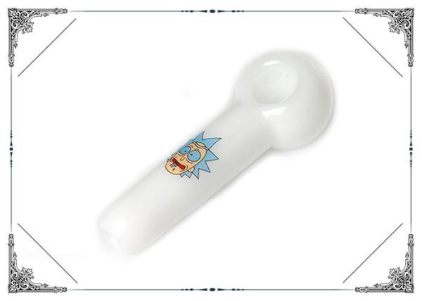 Rick / Morty Glass Smoking Pipe White Color Smoking Spoon Pipe Pocket For Tobacco