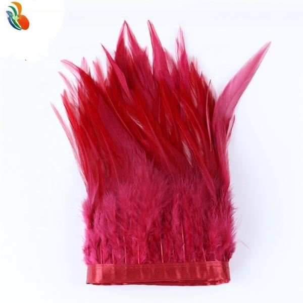 Faixa de estação Hackle Saddle Feather Fringe Trim com padrão tingido Feather Goose