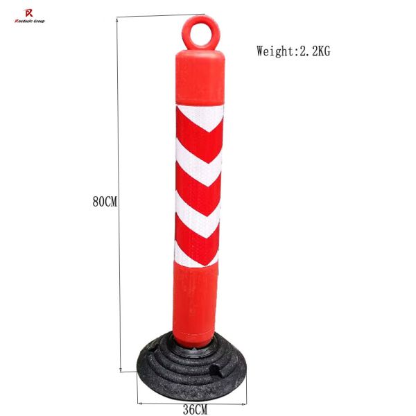 Roadsafe Divider High Flexible PU Warning Post Delineator Flexible Warning Posts With Rubber Base 