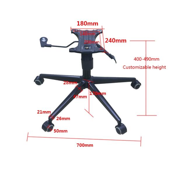 Iron Black / Plating Color Office Chair Base 700mm Diameter For Improved Durability