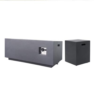 Concrete Burning Outdoor Gas Firepit Patio Furniture 40 Rectangular