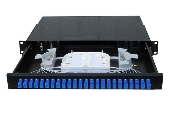 Drawer Custom Fiber Optic Cable Assemblies , 19 Inch 24 Port Fiber Rack Mount