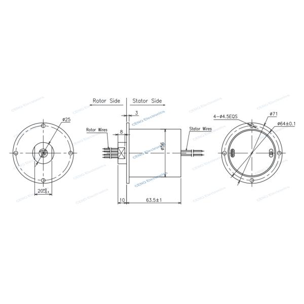 Customized 1000RPM High Speed Slip Ring With Gold To Gold Material For Industry