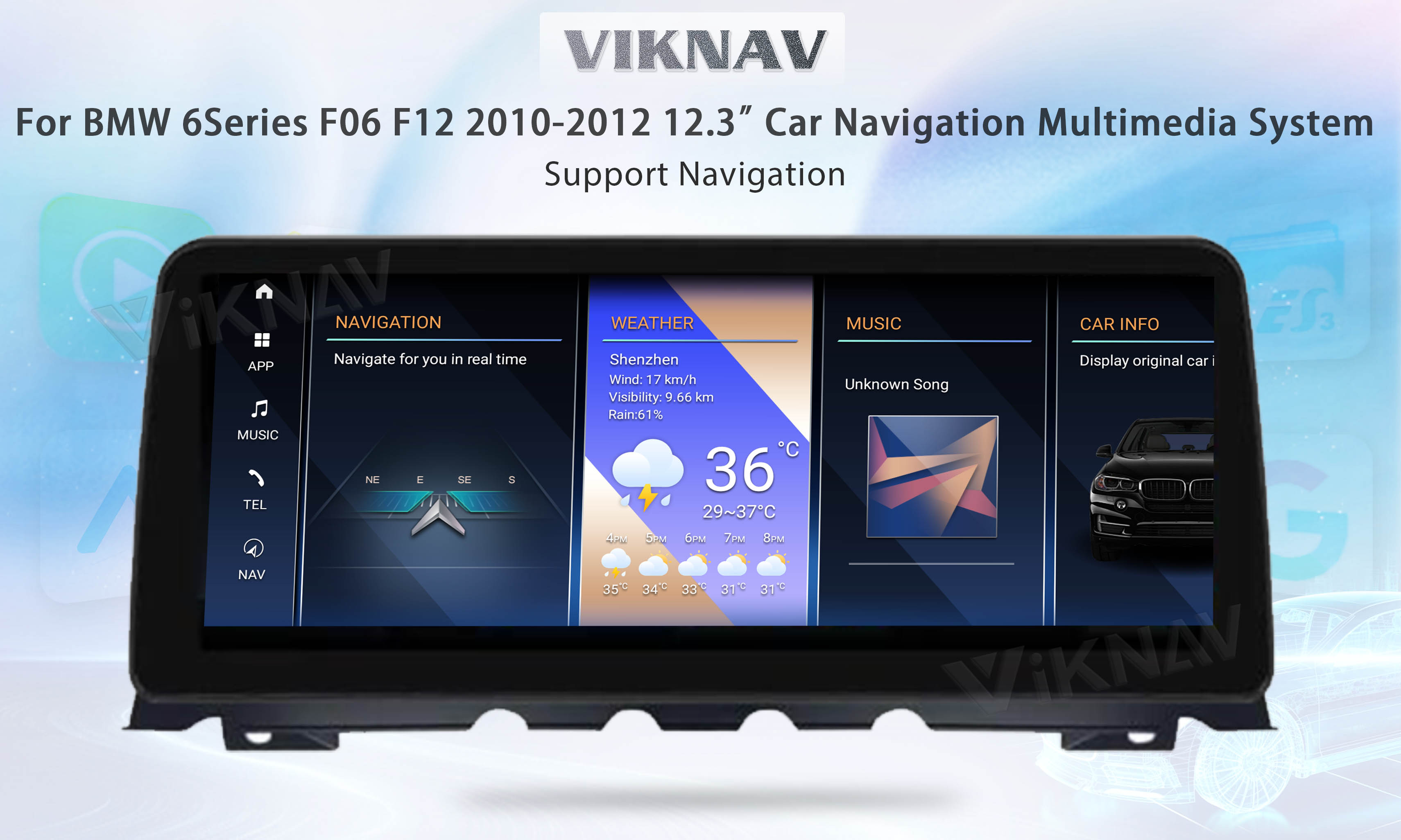 Авторадио Viknav 12,3 дюйма Для BMW 6 серии F06 F12 2010-2012 NBT Система беспроводная Android Авто Carplayer GPS навигация