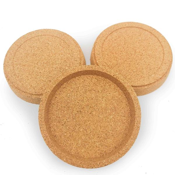Natural Cork Coasters With Rim Bottom Base for Glass Coffee Cup