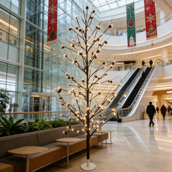 1.8m pinecone tree light, led warm white + pinecones, 12v 9w, for luxury hotel/home/commercial, eco-friendly, moq 500 pcs