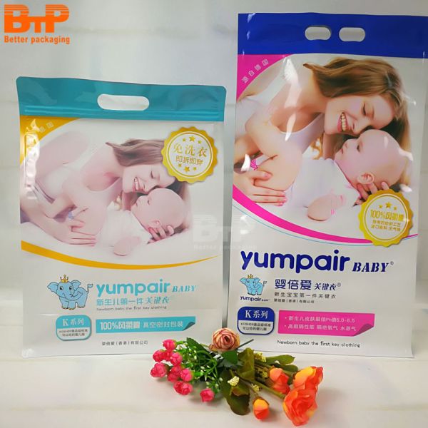 Hot Selling Custom Zipper Close Clean Conscious Diapers Packaging Plastic Baby Diapers Bag