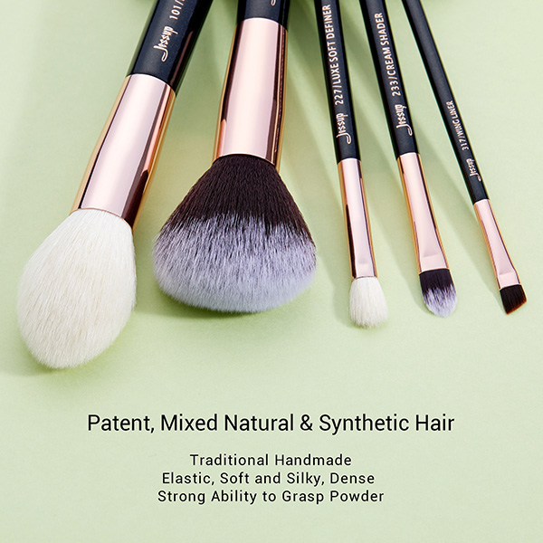 Jessup 15pcs Black/Rose gold Multitask Essential Makeup Brush Set Makeup Tools Beauty Brand Hong Kong T160