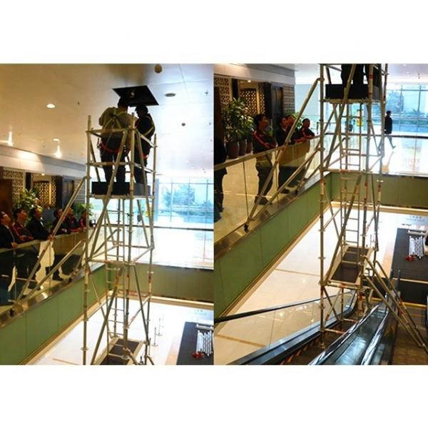 Plateforme d'échafaudage à cran de tour mobile en aluminium pour la maintenance des escaliers mécaniques