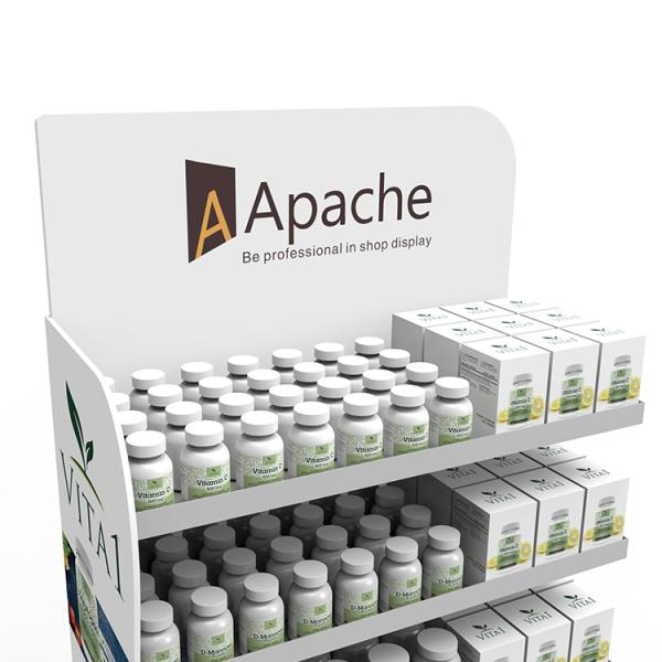 Estante de exhibición de la medicina de madera de soporte de exhibición de la farmacia de la droga con el logotipo de encargo