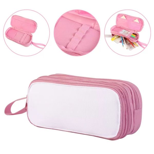 Customized Pencil Case With Zipper Durable Sublimation Blank Multifunctional Pencil Stationery Bag Gift