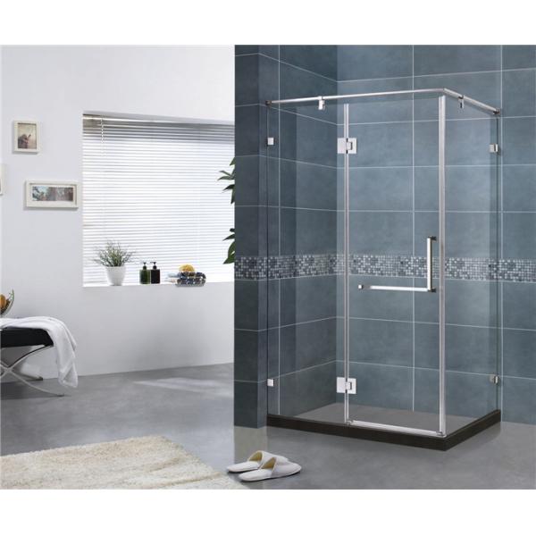 180 Degree Stainless Hinge Shower Enclosures  Rectangle With Support Bar 8 MM Tempered Glass
