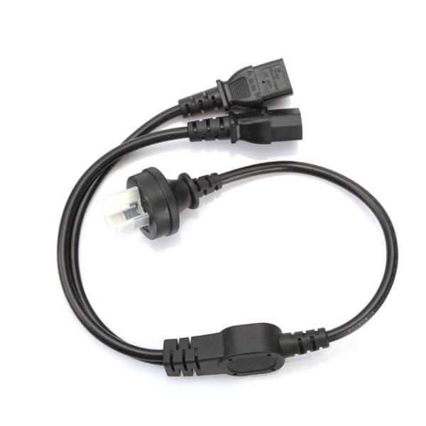 Australia SAA 1 in 2 out Y split cable, SAA Male to 2x IEC C13 female Cable L=0.6Meter