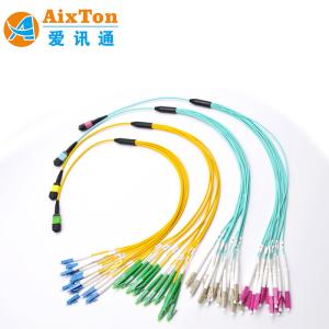 Single Mode 8 12 24 Core OM3 Fiber Optic MPO Cable at for MPO MTP Fiber Optic Bridge with 10G Ethernet Distance 300m at 850nm