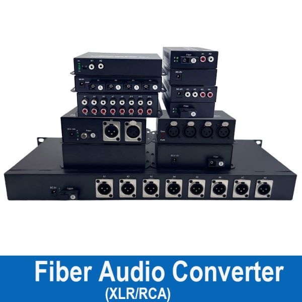 2 Channel XLR  Fiber Extender 2CH Unidirectional Analog Audio to Optical Converter