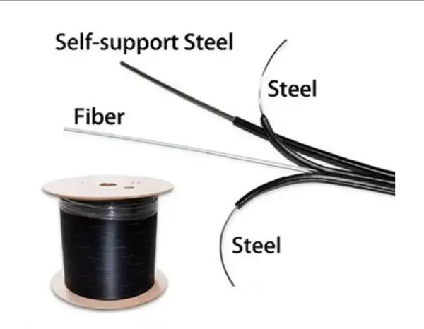 1-2 Core FTTH Flat Drop Cable Fiber Optic Aerial Installation With 1km / 2km