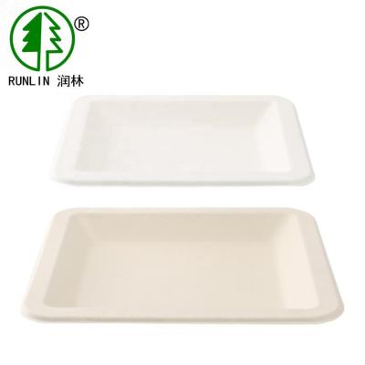 Placas descartáveis amigáveis de Eco das bandejas biodegradáveis Microwavable do alimento do bagaço da cana-de-açúcar