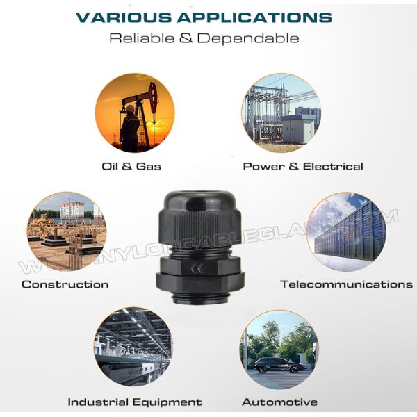 Waterproof Cord Connector M25x1.5 Plastic Cable Gland IP68, 13-18mm Range, Nylon (PA) 6, UL746C-f1 Rated, Outdoor Use
