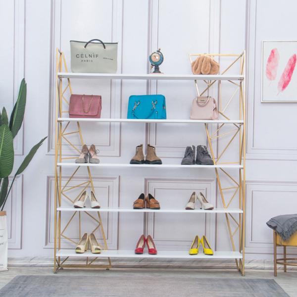 5 Storey Metal Purse Display Shelves , Retail Shoe Display Stands Any Color Available
