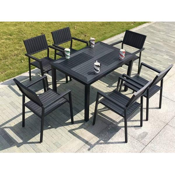 Elegant Outdoor Patio Garden Furniture Dining Sets with Plastic Wood Chairs and Table