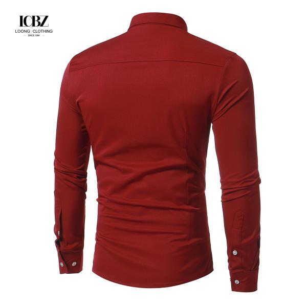 Oem Odm Casual Negócios Manga Longa Designer Camisa Negra com Tecido Sustentável